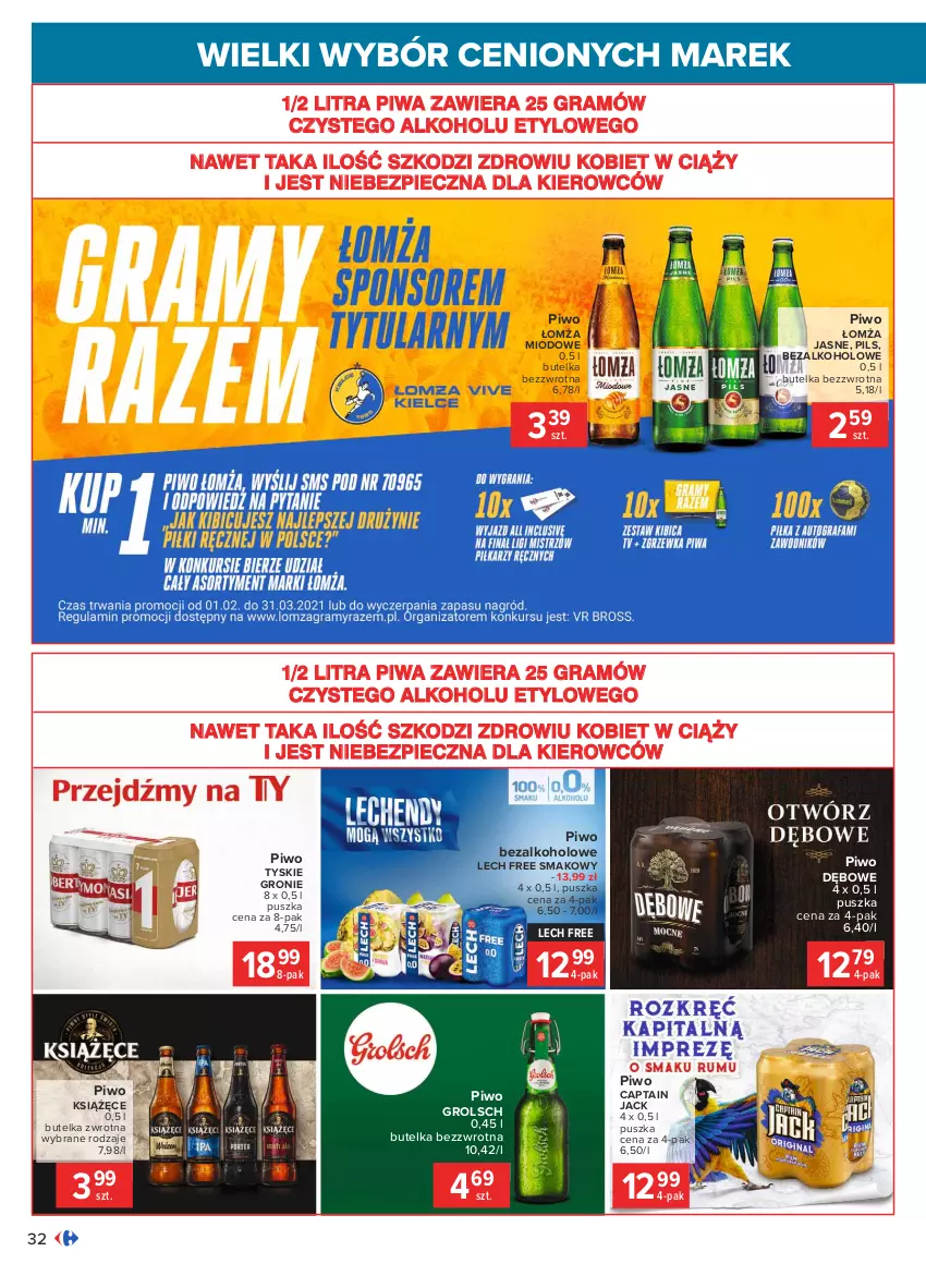 Gazetka promocyjna Carrefour - Gazetka Wielki wybór cenionych marek - ważna 08.02 do 20.02.2021 - strona 32 - produkty: Captain Jack, Gra, Książęce, Piec, Piwa, Piwo, Tyskie