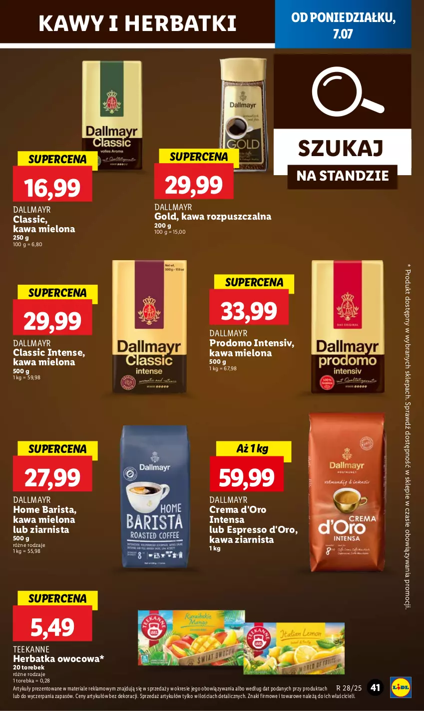 Gazetka promocyjna Lidl - GAZETKA - ważna 07.07 do 09.07.2025 - strona 49 - produkty: Dallmayr, Kawa, Kawa mielona, Kawa rozpuszczalna, Kawa ziarnista, Teekanne, Torebka