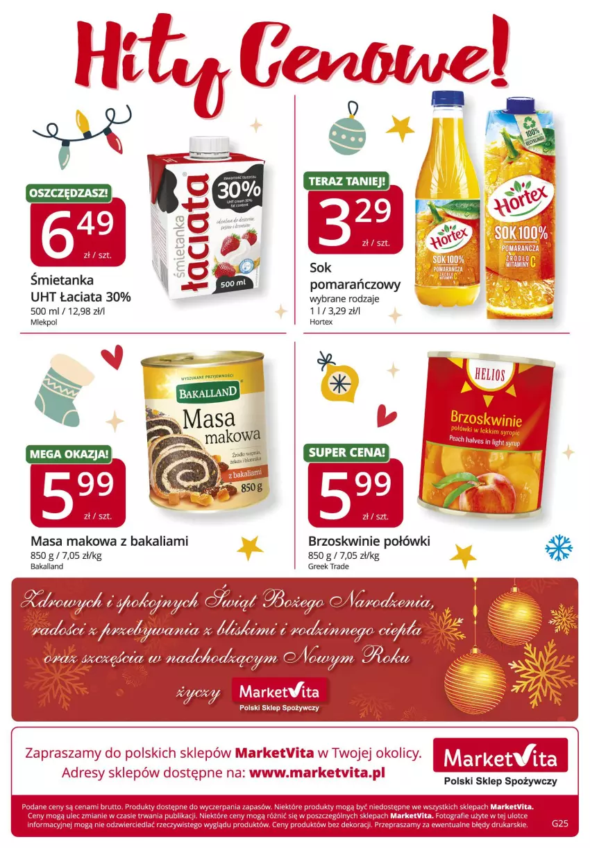 Gazetka promocyjna Market Vita - Gazetka promocyjna – Marketvita - ważna 16.12 do 31.12.2021 - strona 8 - produkty: Bakalland, Brzoskwinie, Dres, Gra, Hortex, Sok