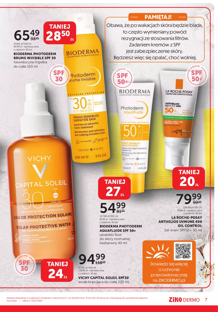 Gazetka promocyjna Ziko - Gazetka Ziko Dermo - ważna 02.05 do 15.05.2024 - strona 7 - produkty: Bioderma, Control, Helio, La Roche-Posay, Mięta, Piec, Rum, Vichy, Woda