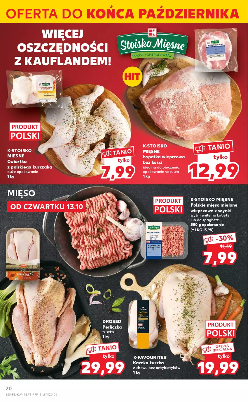 Gazetka promocyjna Kaufland - OFERTA TYGODNIA - ważna 13.10 do 19.10.2022 - strona 20 - produkty: Fa, Kaczka, Kotlet, Kurczak, Mięso, Mięso mielone, Perliczka, Piec, Spaghetti, Tusz