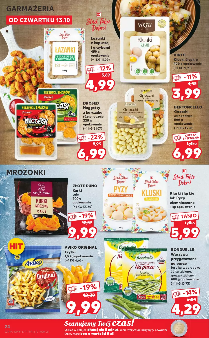 Gazetka promocyjna Kaufland - OFERTA TYGODNIA - ważna 13.10 do 19.10.2022 - strona 24 - produkty: Bonduelle, Fa, Frytki, Gin, Gnocchi, Groszek, Kapustą, Kurczak, Olej, Virtu, Warzywa