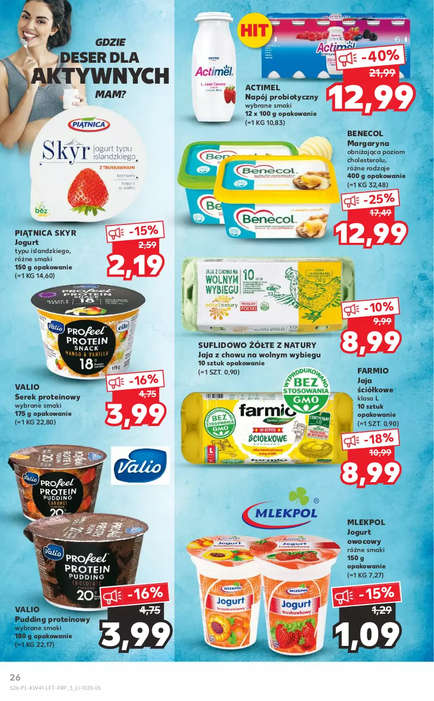 Gazetka promocyjna Kaufland - OFERTA TYGODNIA - ważna 13.10 do 19.10.2022 - strona 26 - produkty: Actimel, Benecol, Deser, Fa, Isla, Jaja, Jogurt, Jogurt owocowy, Margaryna, Napój, Piątnica, Pudding, Ser, Serek