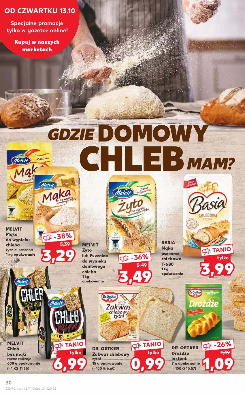 Gazetka promocyjna Kaufland - OFERTA TYGODNIA - ważna 13.10 do 19.10.2022 - strona 30 - produkty: Basia, Chleb, Dr. Oetker, Drożdże, Mąka, Mąka pszenna, Melvit