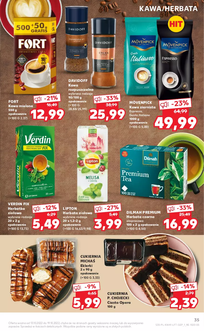 Gazetka promocyjna Kaufland - OFERTA TYGODNIA - ważna 13.10 do 19.10.2022 - strona 35 - produkty: Cukier, Davidoff, Dilmah, Herbata, Herbata czarna, Kawa, Kawa mielona, Kawa rozpuszczalna, Kawa ziarnista, Lipton