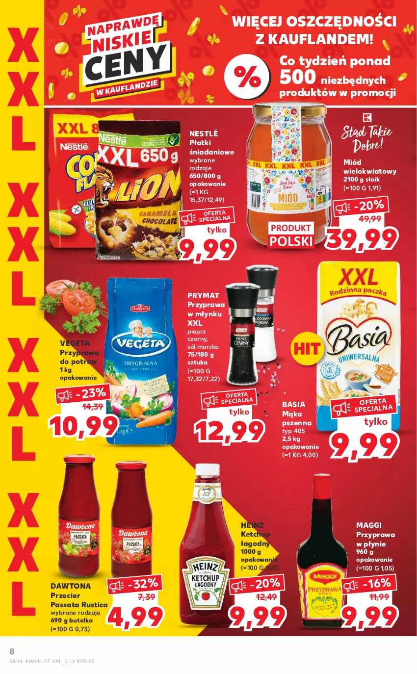 Gazetka promocyjna Kaufland - OFERTA TYGODNIA - ważna 13.10 do 19.10.2022 - strona 8 - produkty: Basia, Danio, Dawtona, Heinz, Ketchup, Maggi, Mąka, Mąka pszenna, Miód, Nestlé, Pieprz, Prymat, Przyprawa do potraw, Przyprawa w płynie, Rust, Sól, Vegeta