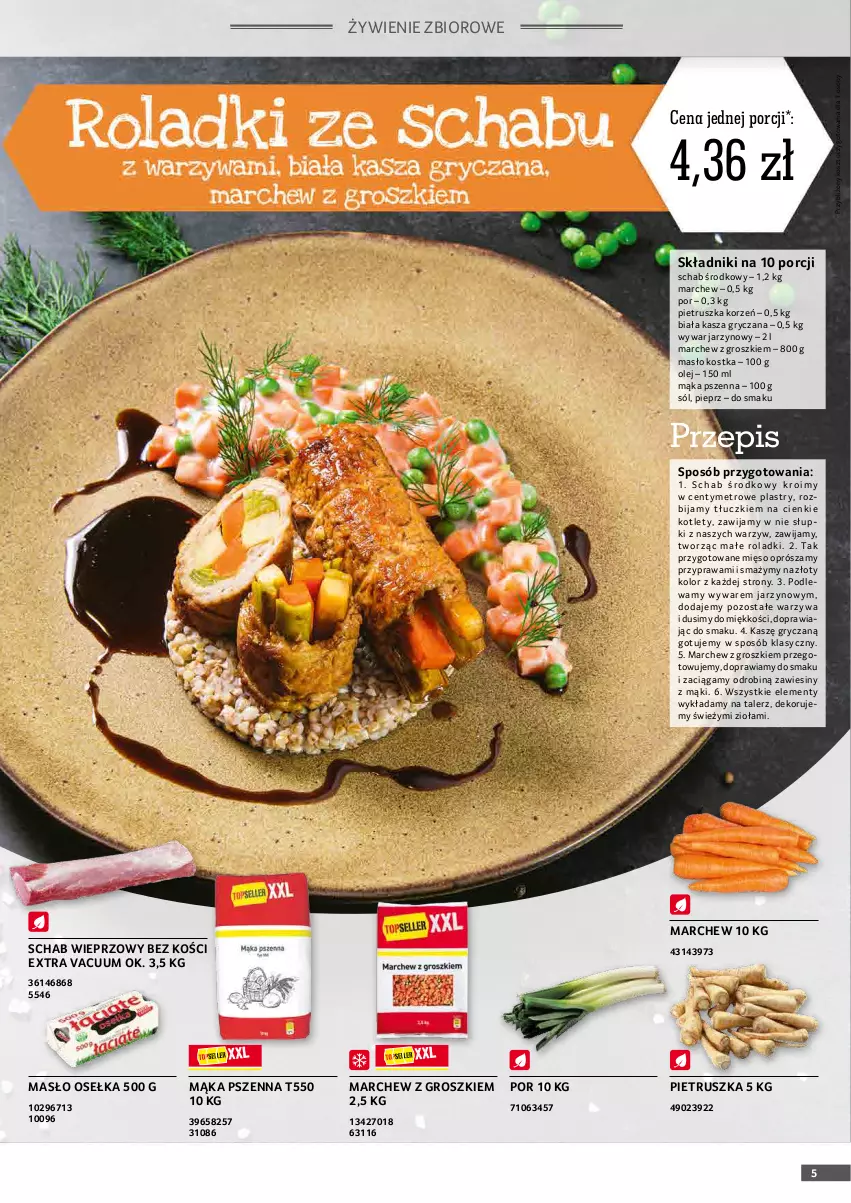 Gazetka promocyjna Selgros - Oferta gastronomiczna - ważna 01.01 do 31.01.2022 - strona 5 - produkty: Gry, Kasza, Kasza gryczana, Kosz, Kotlet, Mąka, Mąka pszenna, Masło, Metro, Mięso, Olej, Pieprz, Pietruszka, Por, Schab wieprzowy, Sól, Talerz, Warzywa