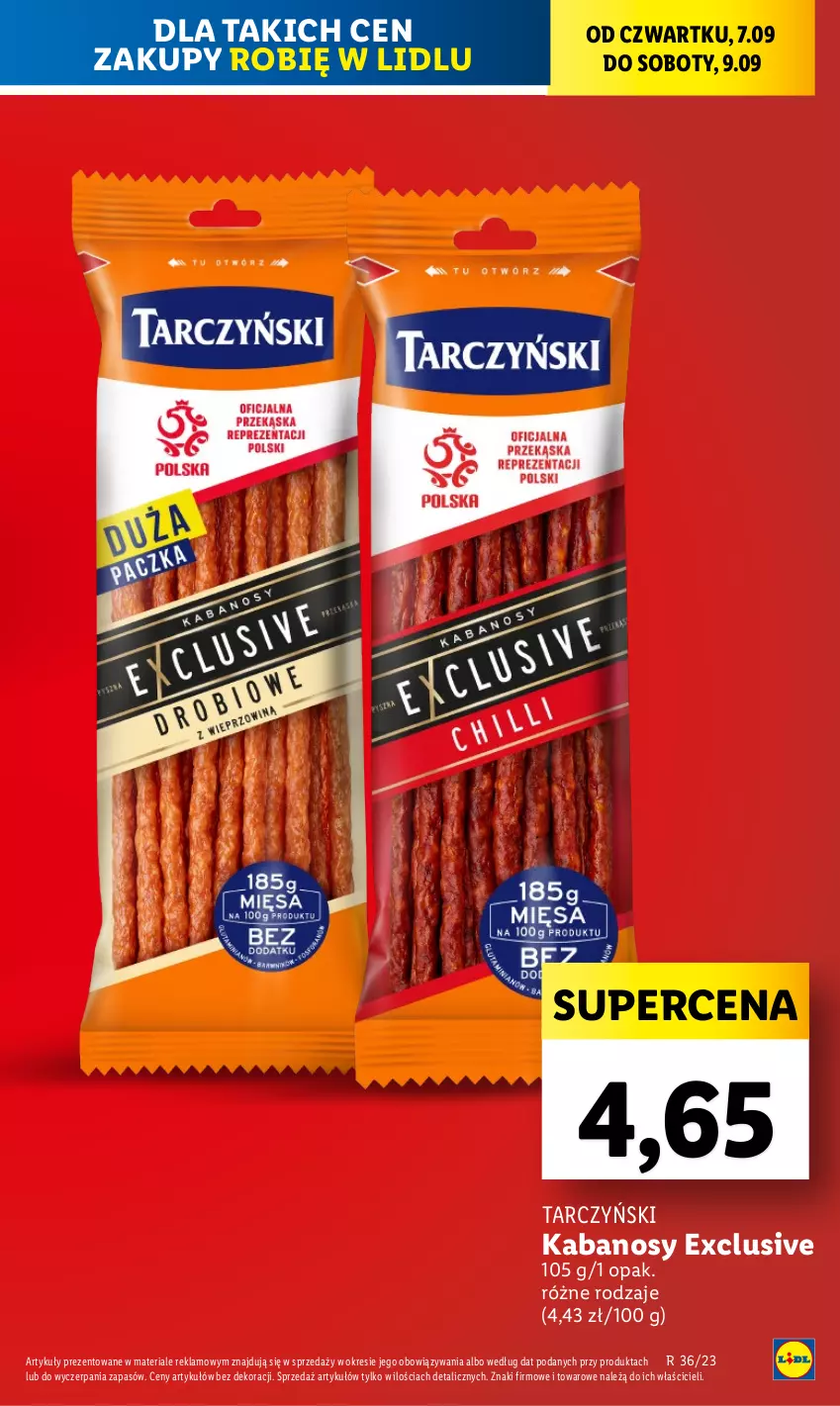 Gazetka promocyjna Lidl - GAZETKA - ważna 06.09 do 09.09.2023 - strona 13 - produkty: Kabanos, Tarczyński