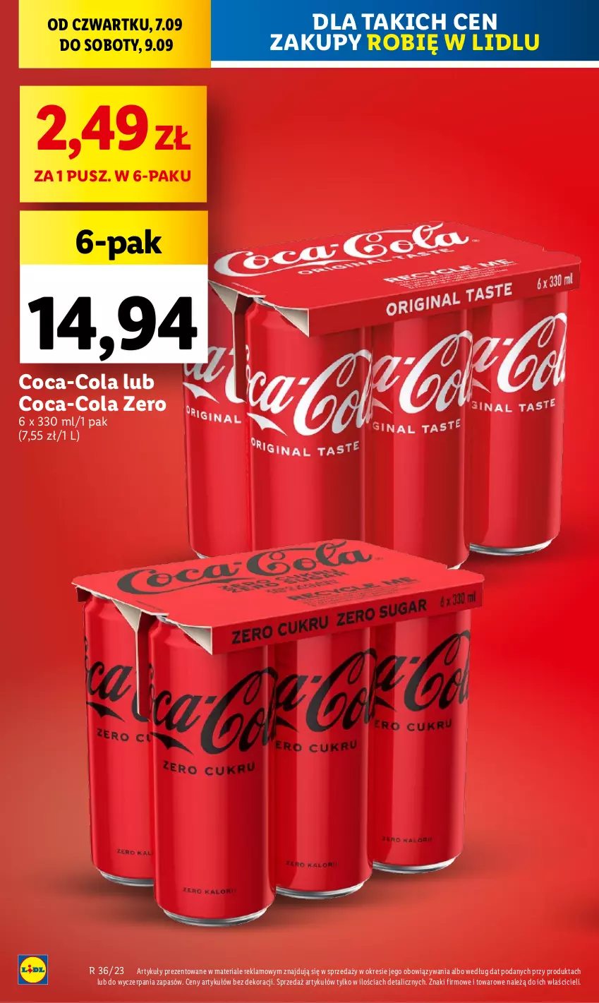 Gazetka promocyjna Lidl - GAZETKA - ważna 06.09 do 09.09.2023 - strona 16 - produkty: Coca-Cola