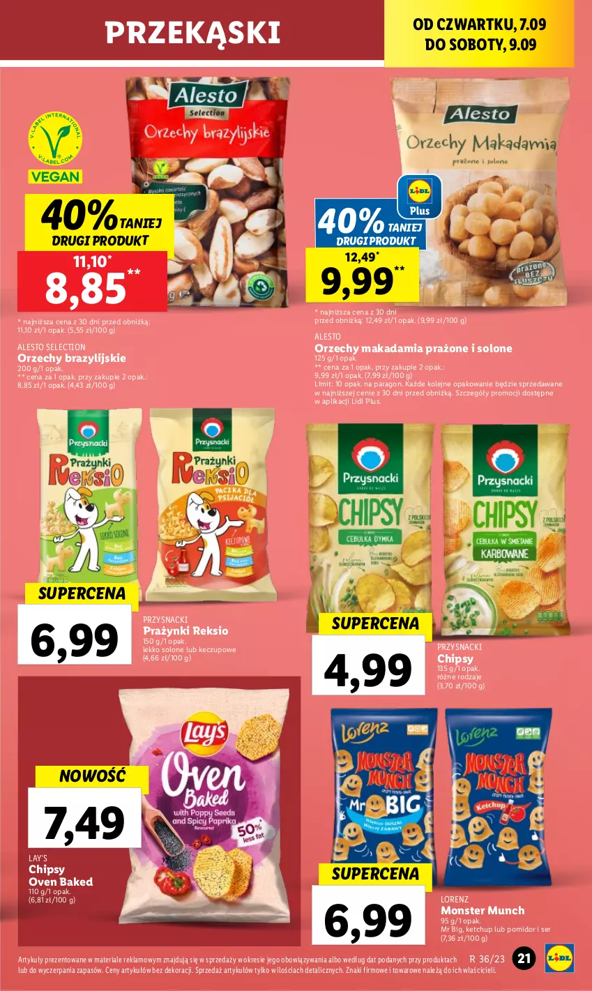 Gazetka promocyjna Lidl - GAZETKA - ważna 06.09 do 09.09.2023 - strona 41 - produkty: Chipsy, Ketchup, Lay’s, Lorenz, Monster Munch, Olej, Przysnacki, Ser