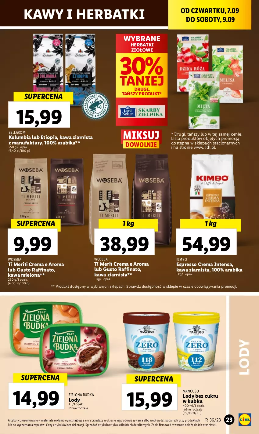 Gazetka promocyjna Lidl - GAZETKA - ważna 06.09 do 09.09.2023 - strona 43 - produkty: Bell, Bella, Fa, Kawa, Kawa mielona, Kawa ziarnista, Lody, Woseba, Zielona Budka