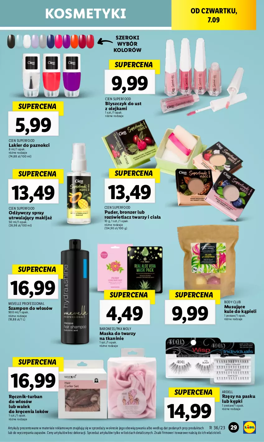 Gazetka promocyjna Lidl - GAZETKA - ważna 06.09 do 09.09.2023 - strona 49 - produkty: Błyszczyk do ust, Body, Bronzer, Dell, Lakier, Lakier do paznokci, Makijaż, Maska, Maska do twarzy, Mus, Olej, Pax, Puder, Ręcznik, Rozświetlacz, Szampon, Wałek