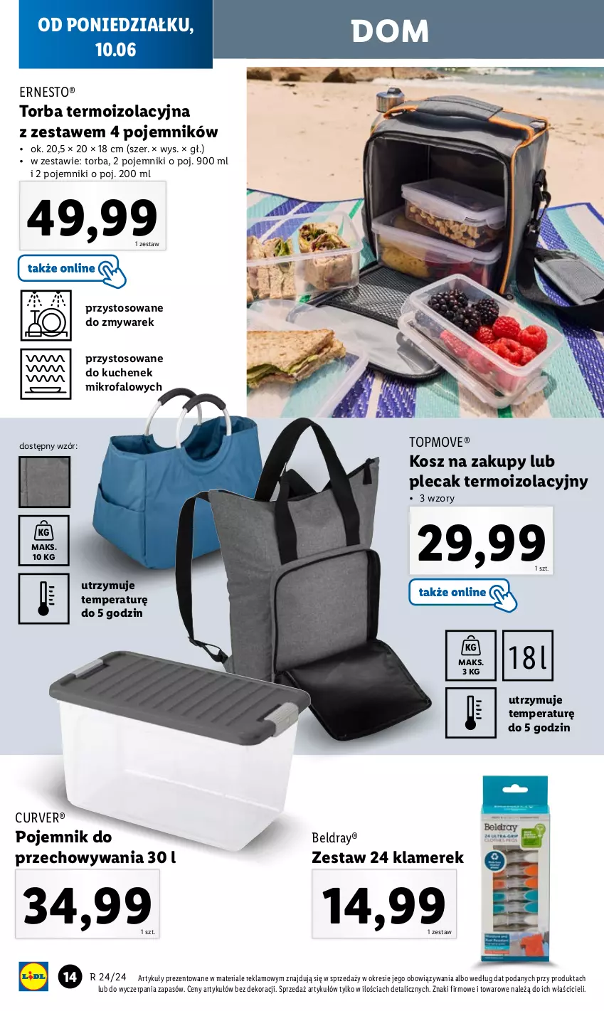 Gazetka promocyjna Lidl - GAZETKA - ważna 10.06 do 15.06.2024 - strona 16 - produkty: Fa, Kosz, Plecak, Pojemnik, Pojemnik do przechowywania, Top, Torba