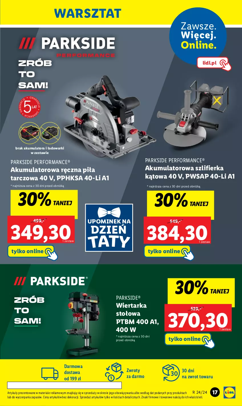 Gazetka promocyjna Lidl - GAZETKA - ważna 10.06 do 15.06.2024 - strona 19 - produkty: Akumulator, Parkside, Szlifierka, Szlifierka kątowa, Tarka, Wiertarka