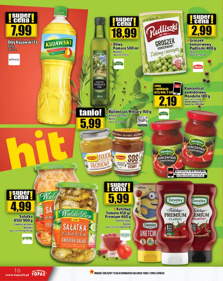 Gazetka promocyjna Topaz - Gazetka - ważna 25.01 do 31.01.2024 - strona 10 - produkty: Heinz, Ketchup, Kujawski, Pudliszki, Top