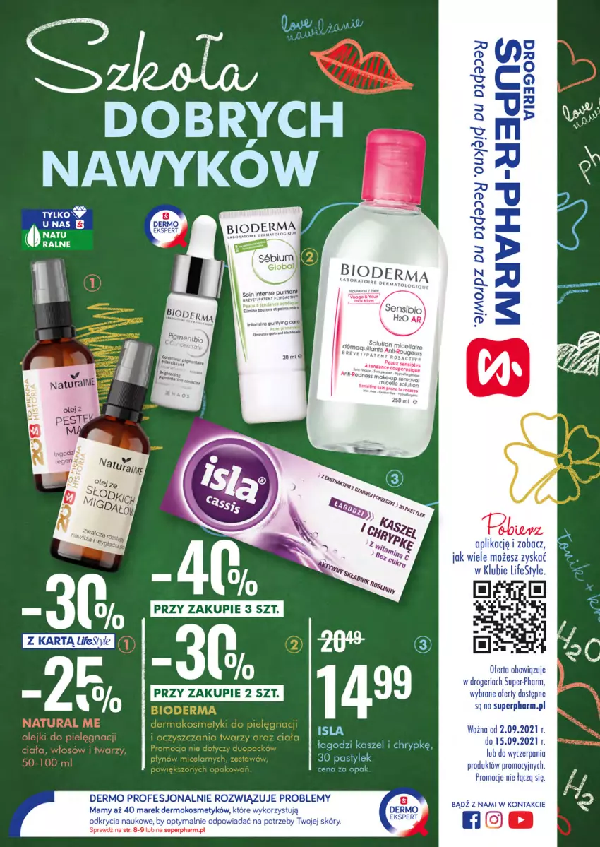 Gazetka promocyjna Super Pharm - Gazetka - ważna 02.09 do 15.09.2021 - strona 1 - produkty: Bioderma, Fa, Kosmetyki do pielęgnacji, Lack, Pur