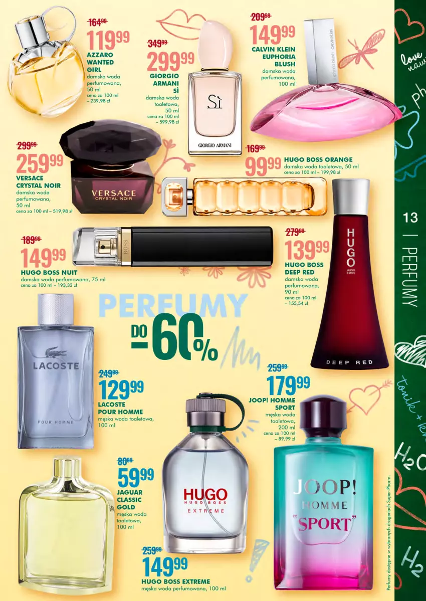 Gazetka promocyjna Super Pharm - Gazetka - ważna 02.09 do 15.09.2021 - strona 13 - produkty: Azzaro, Calvin Klein, Hugo Boss, JOOP!, Lacoste, Perfum, Por, Sport, Versace, Woda, Woda perfumowana, Woda toaletowa