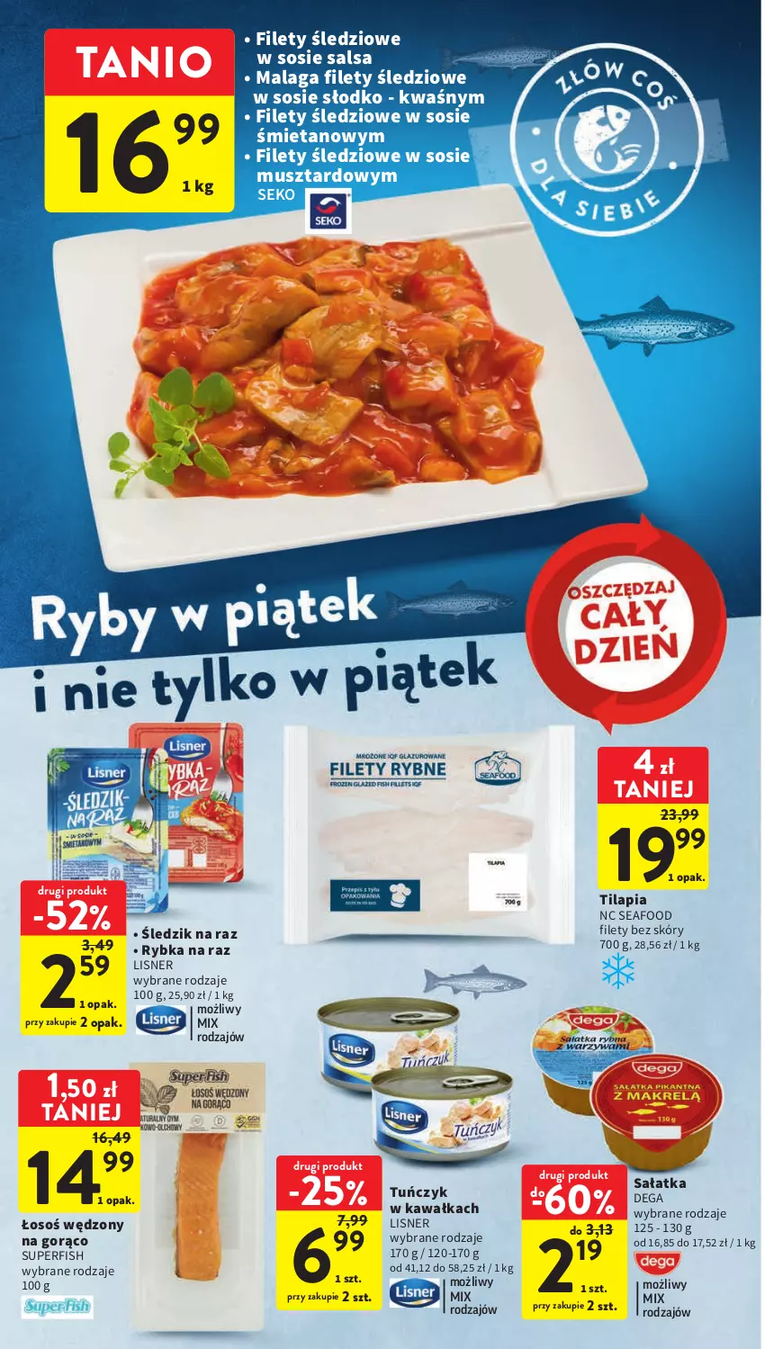 Gazetka promocyjna Intermarche - Gazetka Intermarche - ważna 04.05 do 10.05.2023 - strona 22 - produkty: Dega, Kawa, Lisner, Mus, Rybka na raz, Sałat, Sałatka, Salsa, SEKO, Sos, Tilapia, Tuńczyk