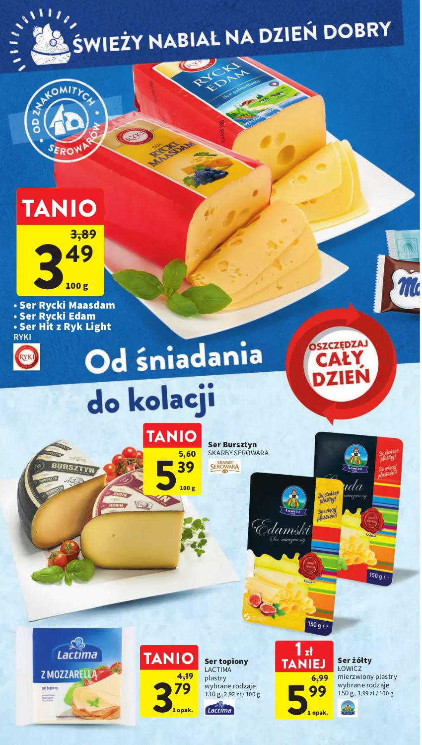 Gazetka promocyjna Intermarche - Gazetka Intermarche - ważna 04.05 do 10.05.2023 - strona 24 - produkty: Bursztyn, Edam, Maasdam, Rycki Edam, Ser, Ser topiony, Top