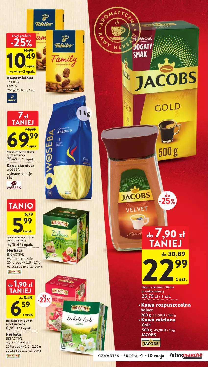 Gazetka promocyjna Intermarche - Gazetka Intermarche - ważna 04.05 do 10.05.2023 - strona 27 - produkty: Fa, Herbata, Jacobs, Kawa, Kawa mielona, Kawa rozpuszczalna, Kawa ziarnista, Tchibo, Tchibo Family, Velvet, Woseba