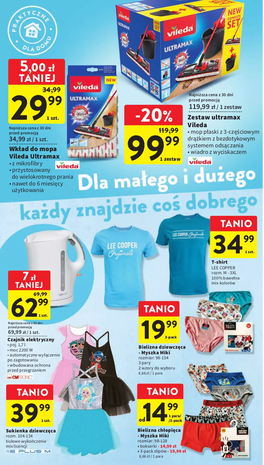 Gazetka promocyjna Intermarche - Gazetka Intermarche - ważna 04.05 do 10.05.2023 - strona 36 - produkty: Bielizna, Bokserki, Czajnik, Czajnik elektryczny, Mop, Mysz, Rama, Ser, Sukienka, T-shirt, Vileda, Wełna, Wiadro, Wiadro z wyciskaczem, Wkład do mopa