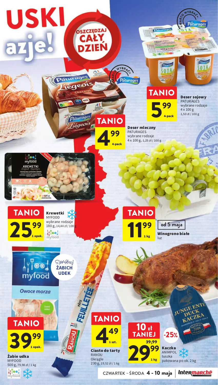 Gazetka promocyjna Intermarche - Gazetka Intermarche - ważna 04.05 do 10.05.2023 - strona 5 - produkty: BIC, Deser, Deser mleczny, Kaczka, Krewetki, Ser, Tusz, Wino