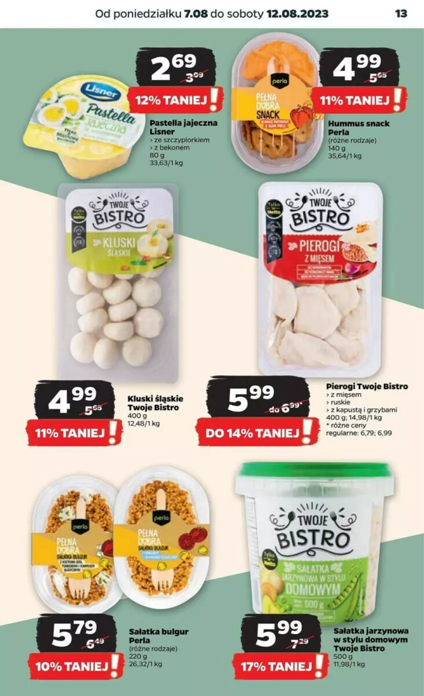 Gazetka promocyjna Netto - ważna 06.08 do 12.08.2023 - strona 5 - produkty: Beko, Bulgur, Kapustą, LG, Lisner, Pastella, Pastella jajeczna, Pierogi, Sałat, Sałatka