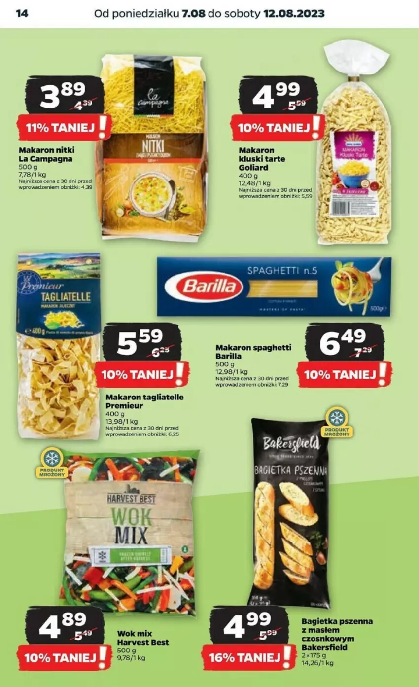 Gazetka promocyjna Netto - ważna 06.08 do 12.08.2023 - strona 6 - produkty: Bagietka, Bagietka pszenna, Barilla, Goliard, Makaron, Spaghetti, Tagliatelle