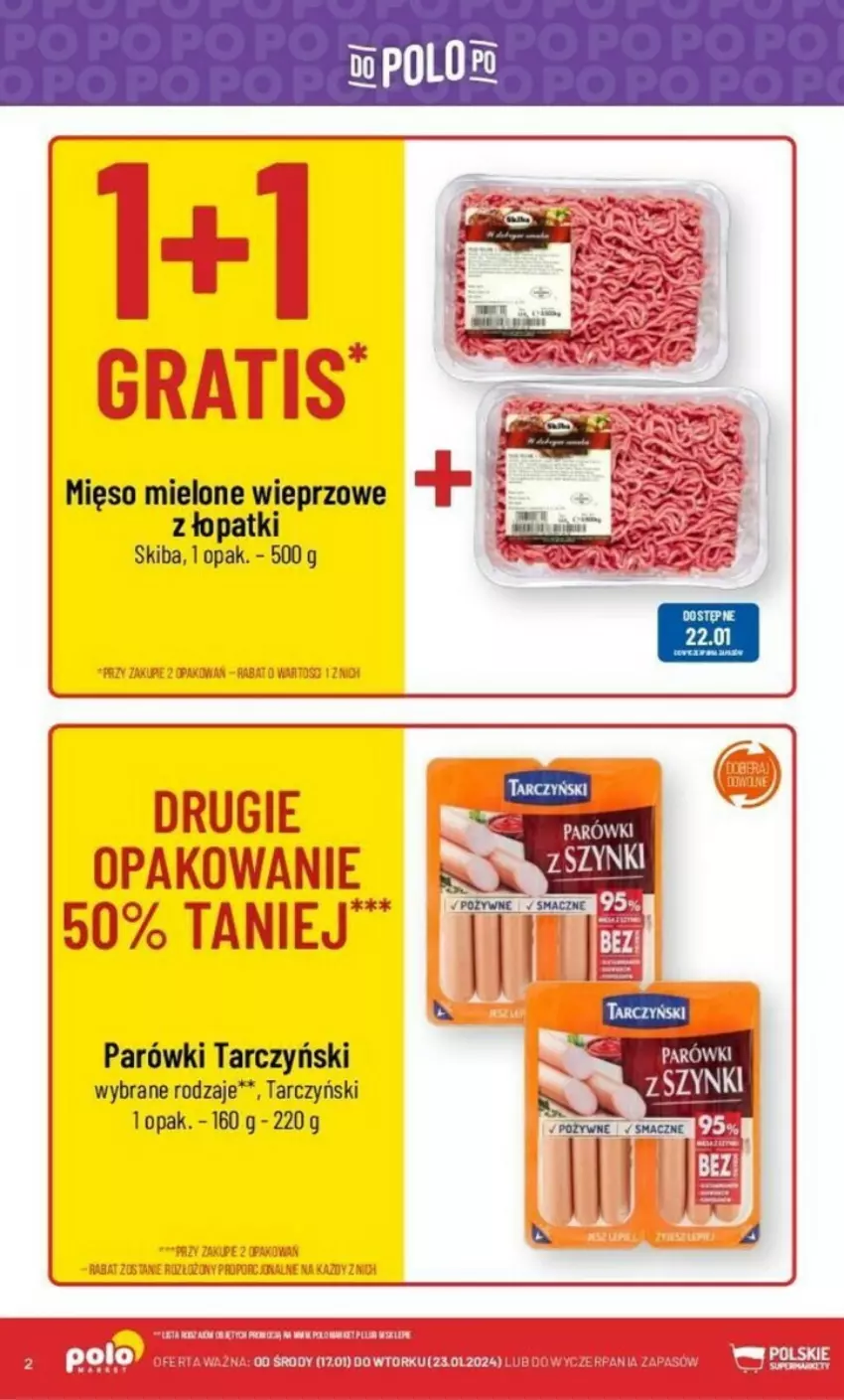 Gazetka promocyjna PoloMarket - ważna 17.01 do 23.01.2024 - strona 12 - produkty: Fa, Mięso, Mięso mielone, Parówki, Tarczyński