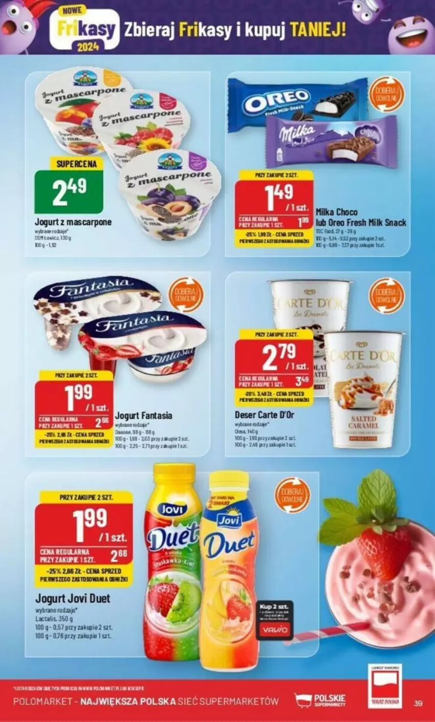 Gazetka promocyjna PoloMarket - ważna 17.01 do 23.01.2024 - strona 33 - produkty: Carte d'Or, Deser, Fa, Fanta, Gry, Jaja, Jogurt, Mascarpone, Milka, Oreo, Ser