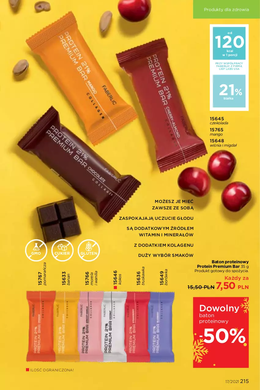 Gazetka promocyjna Faberlic - Gazetka - ważna 22.11 do 05.12.2021 - strona 215 - produkty: Baton, Borówka, Cukier, Czekolada, Fa, Gra, Kokos, Kolagen, Mango, Morela, Por