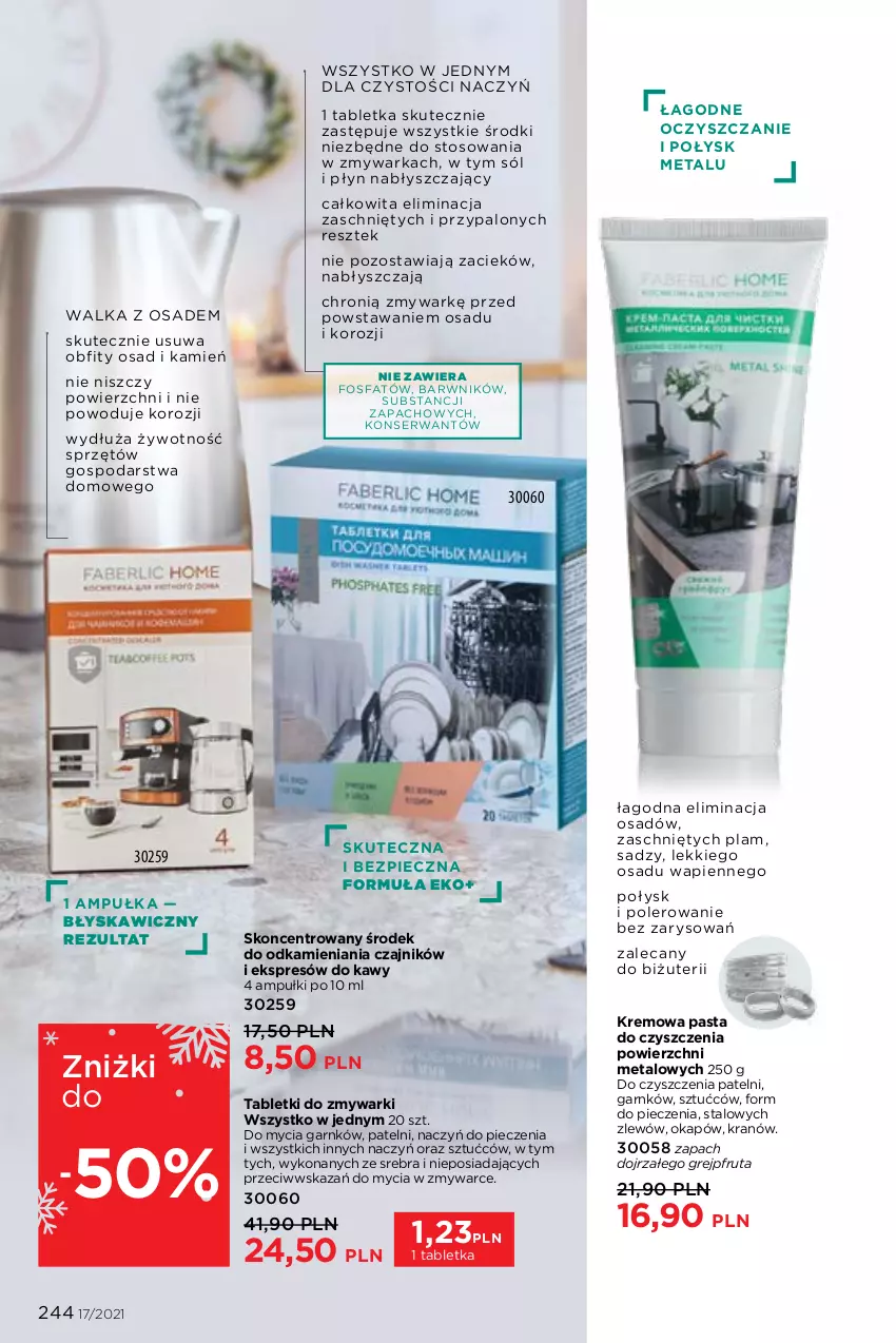 Gazetka promocyjna Faberlic - Gazetka - ważna 22.11 do 05.12.2021 - strona 244 - produkty: Czajnik, Fa, Grejpfrut, Okap, Piec, Płyn nabłyszczający, Ser, Sól, Tablet, Tabletki do zmywarki, Warka, Zlew, Zmywarka, Zmywarki