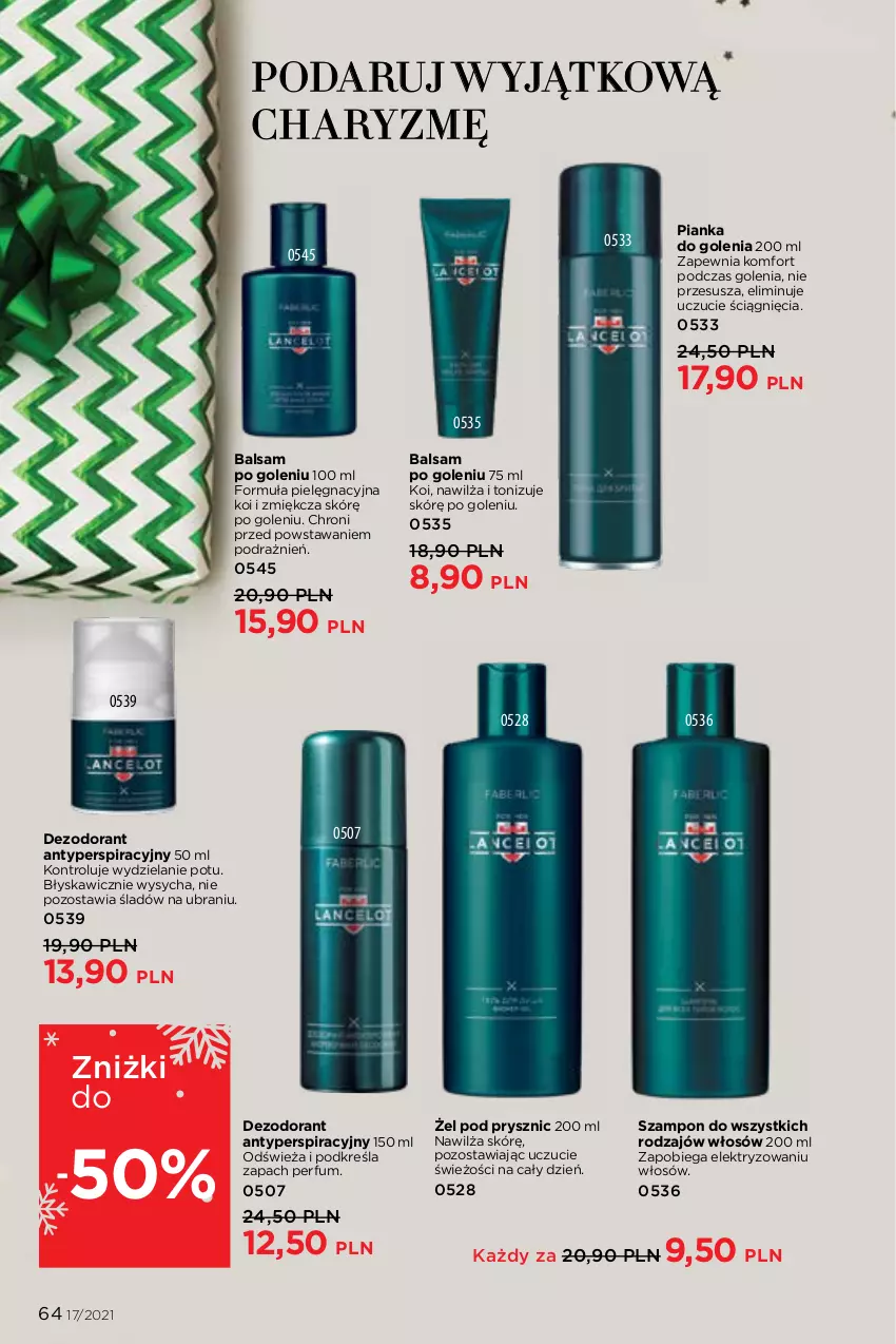 Gazetka promocyjna Faberlic - Gazetka - ważna 22.11 do 05.12.2021 - strona 64 - produkty: Balsam po goleniu, Dezodorant, Perfum, Pianka do golenia, Szampon