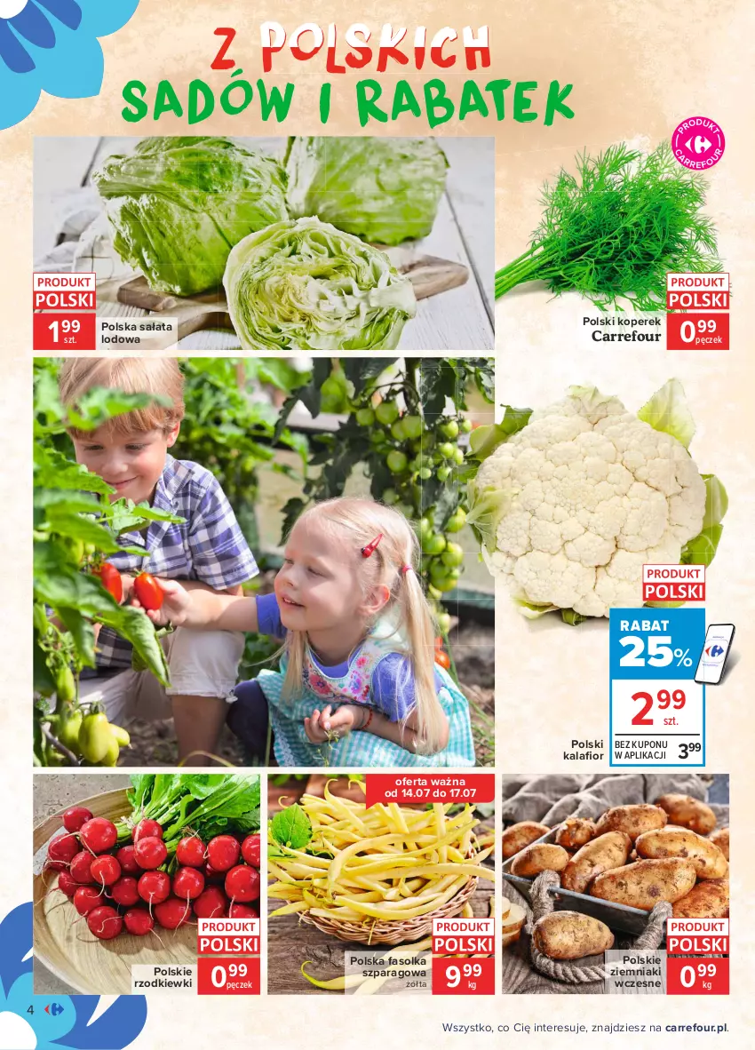 Gazetka promocyjna Carrefour - Gazetka Znane, lubiane i z POLSKI - ważna 12.07 do 19.07.2021 - strona 4 - produkty: Fa, Sałat, Sałata lodowa, Ziemniaki