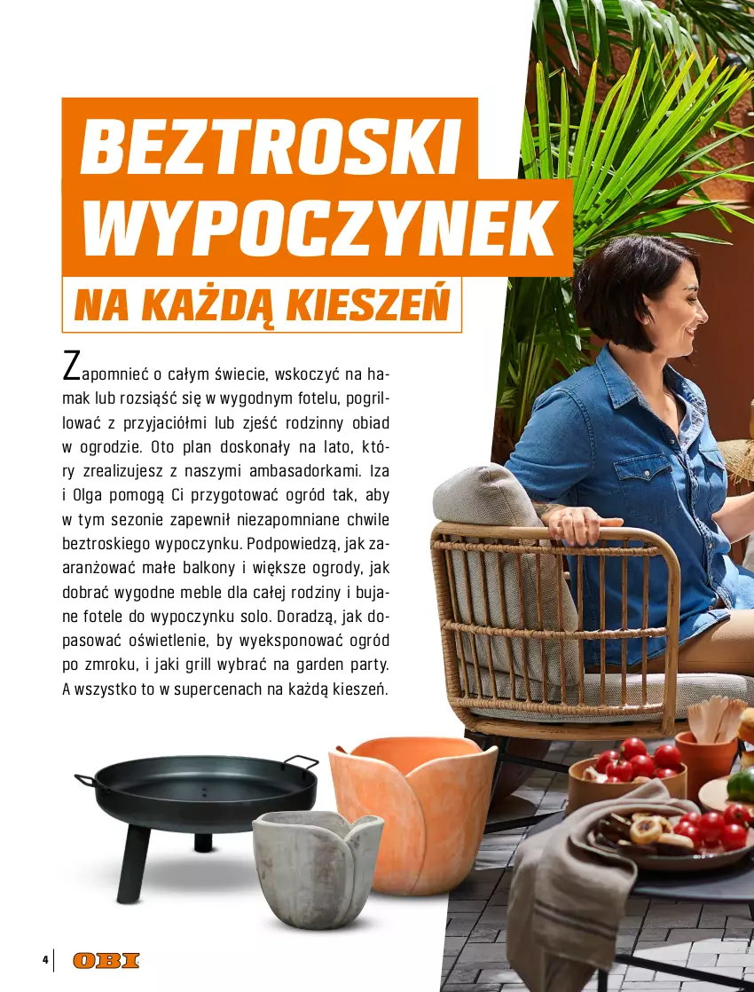 Gazetka promocyjna Obi - Gazetka OBI - ważna 24.05 do 01.09.2023 - strona 4 - produkty: Fotel, Grill, Hama, Koc, LG, Meble, Ogród, Orka