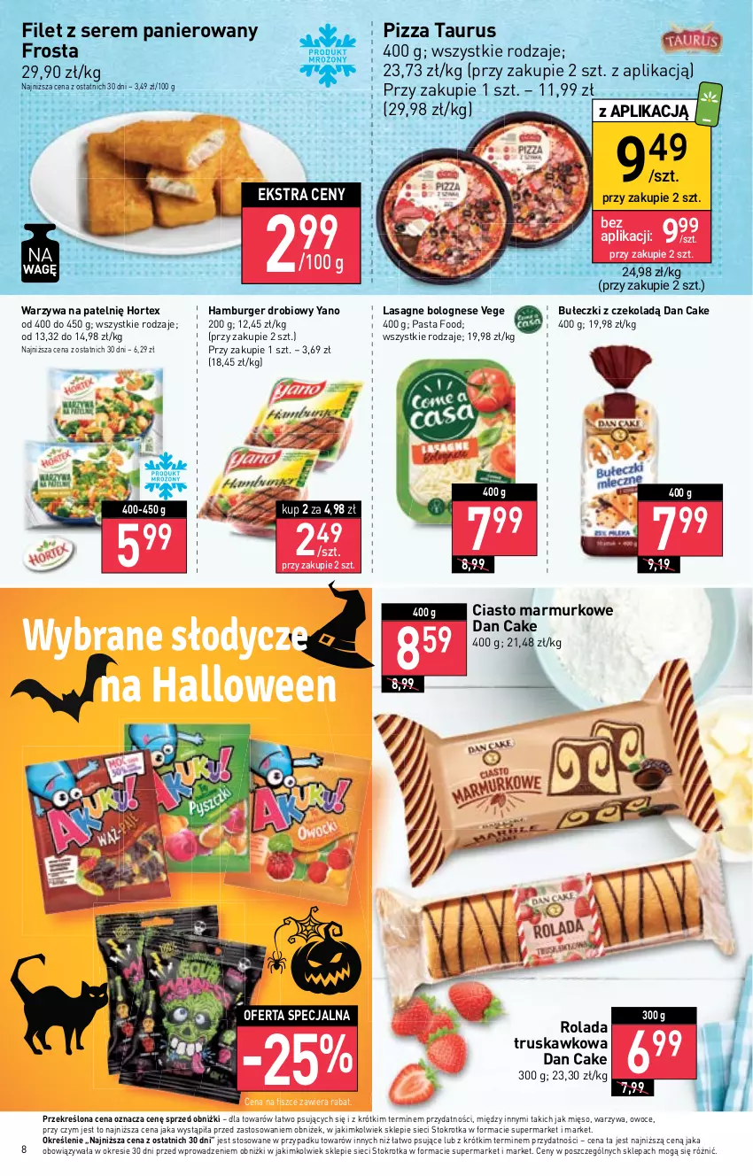 Gazetka promocyjna Stokrotka - Market - ważna 26.10 do 02.11.2023 - strona 12 - produkty: Bułeczki, Burger, Dan Cake, Frosta, Hamburger, Hortex, Lasagne, Lasagne bolognese, Mięso, Owoce, Pizza, Rolada, Ser, Warzywa