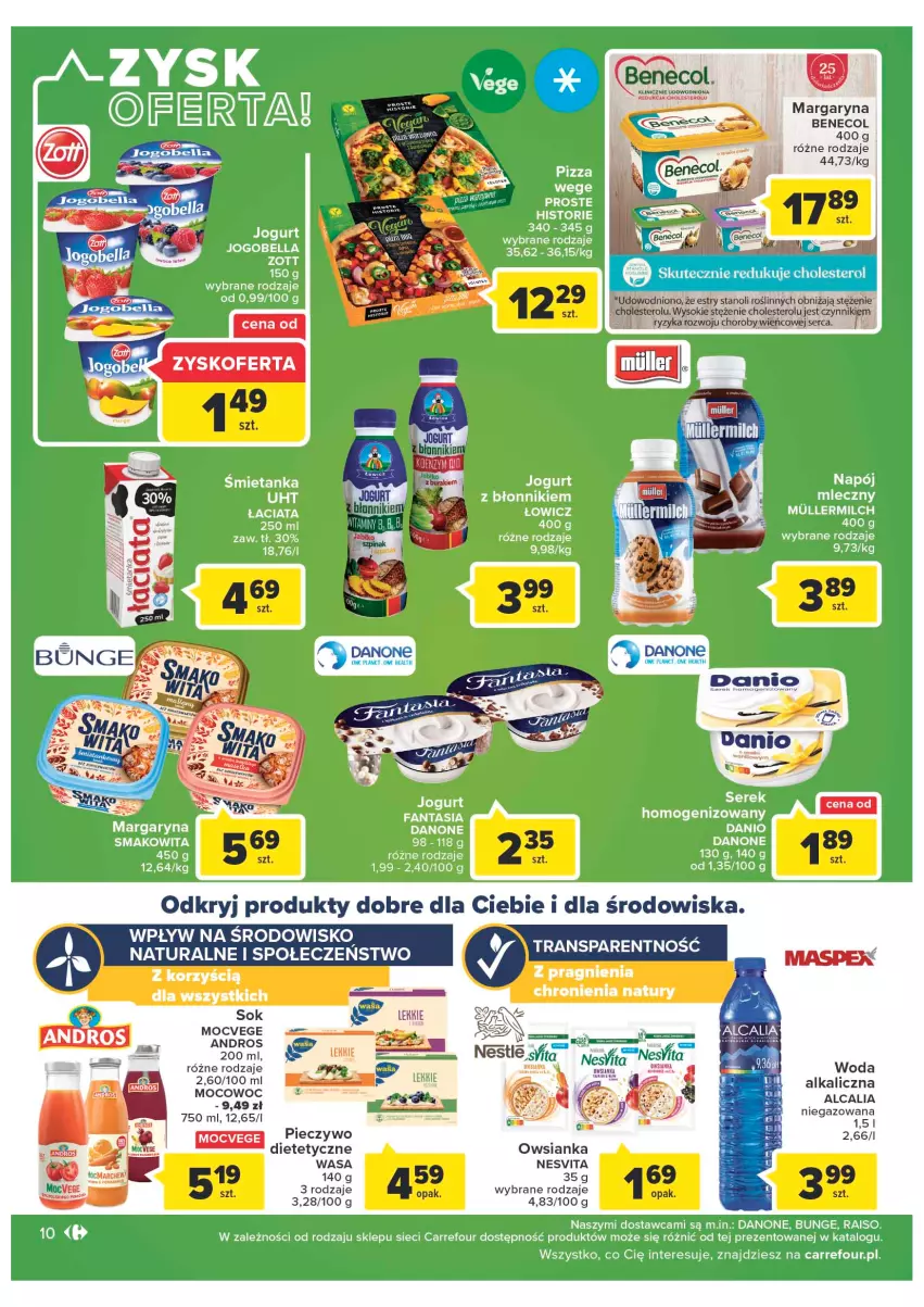 Gazetka promocyjna Carrefour - Gazetka Carrefour - ważna 08.11 do 19.11.2022 - strona 12 - produkty: Bell, Bella, Benecol, Danio, Danone, Fa, Fanta, Jogobella, Margaryna, Napój, Owsianka, Piec, Pieczywo, Pizza, Ser, Smakowita, Sok, Tran, Wasa, Zott