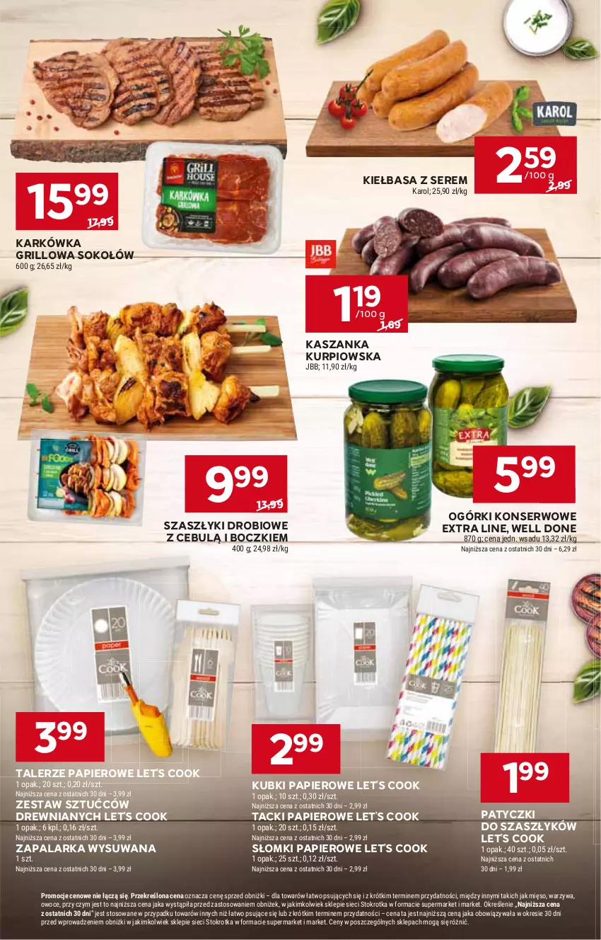 Gazetka promocyjna Stokrotka - Supermarket - ważna 29.05 do 05.06.2024 - strona 10 - produkty: Grill, HP, Kasza, Kaszanka, Kiełbasa, Ogórki konserwowe, Papier, Ser, Sok, Sokołów, Talerz, Zapalarka, Zestaw sztućców