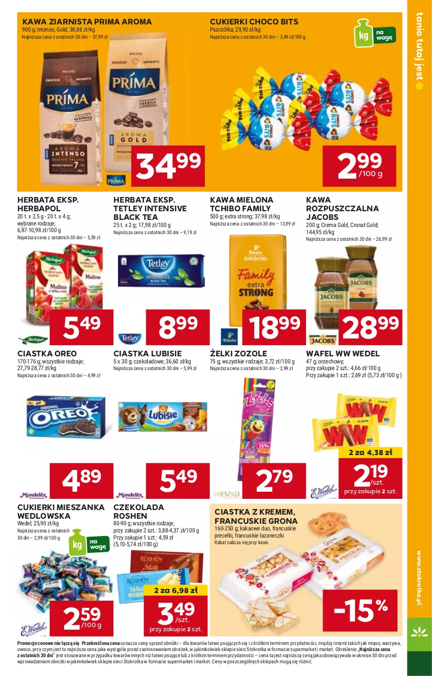 Gazetka promocyjna Stokrotka - Supermarket - ważna 29.05 do 05.06.2024 - strona 21 - produkty: Ciastka, Cukier, Cukierki, Czekolada, Fa, Herbapol, Herbata, HP, Jacobs, Kawa, Kawa mielona, Kawa rozpuszczalna, Kawa ziarnista, Lack, Lubisie, Oreo, Prima, Tchibo, Tchibo Family, Tetley