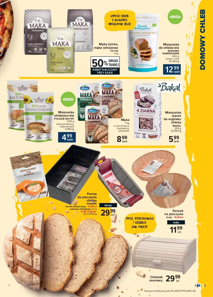 Gazetka promocyjna Carrefour - Gazetka Smaczne gotowanie - ważna 10.05 do 22.05.2021 - strona 3 - produkty: Chia, Chleb, Chlebak, Forma do pieczenia, Kosz, Mąka, Mop, Piec, Pieczywo, Polskie Młyny, Sos