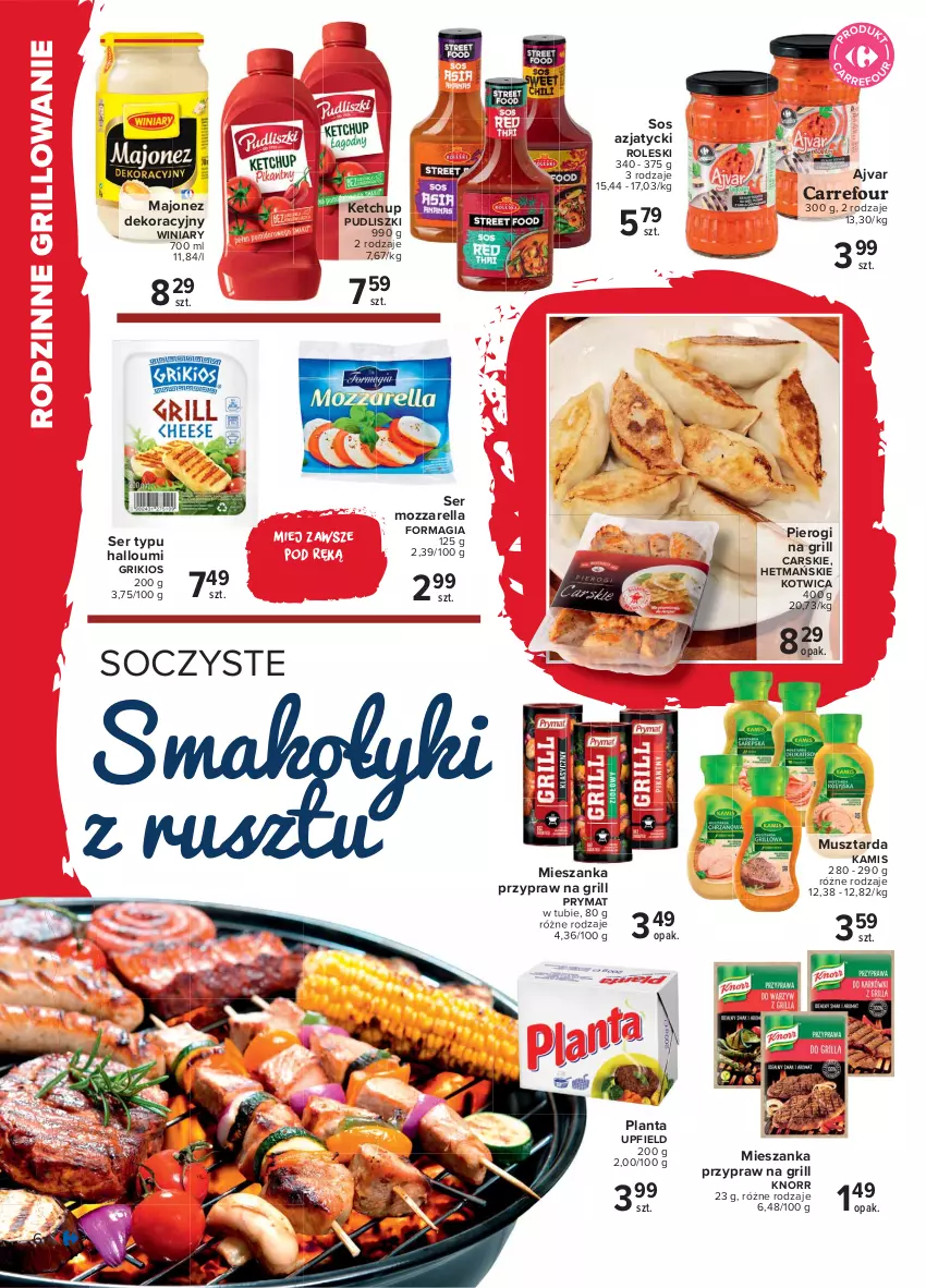 Gazetka promocyjna Carrefour - Gazetka Smaczne gotowanie - ważna 10.05 do 22.05.2021 - strona 6 - produkty: Cars, Grill, Kamis, Ketchup, Knorr, Majonez, Mozzarella, Mus, Musztarda, Pierogi, Prymat, Pudliszki, Ser, Sos, Winiary