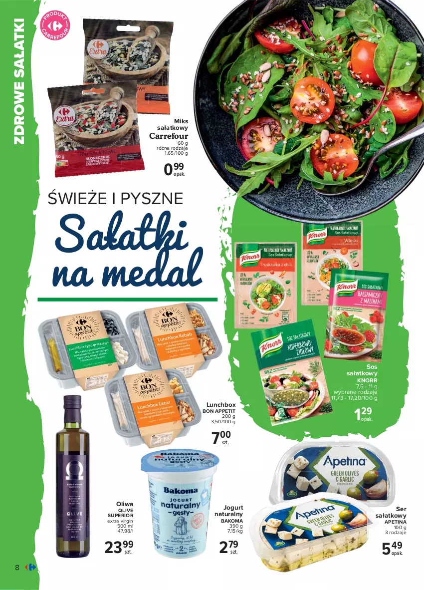 Gazetka promocyjna Carrefour - Gazetka Smaczne gotowanie - ważna 10.05 do 22.05.2021 - strona 8 - produkty: Bakoma, Gin, Jogurt, Jogurt naturalny, Knorr, Sałat, Ser, Sos