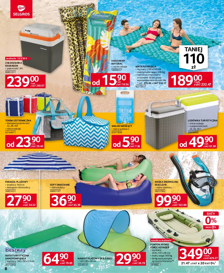 Gazetka promocyjna Selgros - Katalog Urlop - ważna 04.05 do 30.06.2023 - strona 8 - produkty: Chłodziarka, Dzieci, Lodówka, Maska, Materac, Mop, Namiot, Parasol, Pompka, Silan, Tera, Torba, Waga