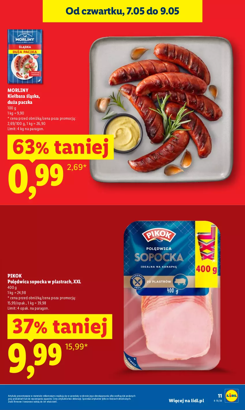 Gazetka promocyjna Lidl - Gazetka ważna od 7.05 do 9.05 - ważna 07.05 do 09.05.2026 - strona 11 - produkty: Kiełbasa, Kiełbasa śląska, Morliny, PIKOK, Polędwica