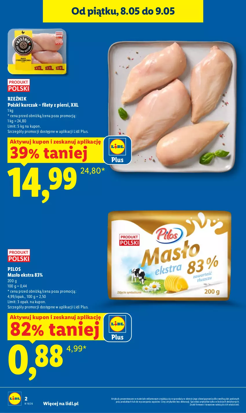 Gazetka promocyjna Lidl - Gazetka ważna od 7.05 do 9.05 - ważna 07.05 do 09.05.2026 - strona 2 - produkty: Kurczak, Masło, Pilos