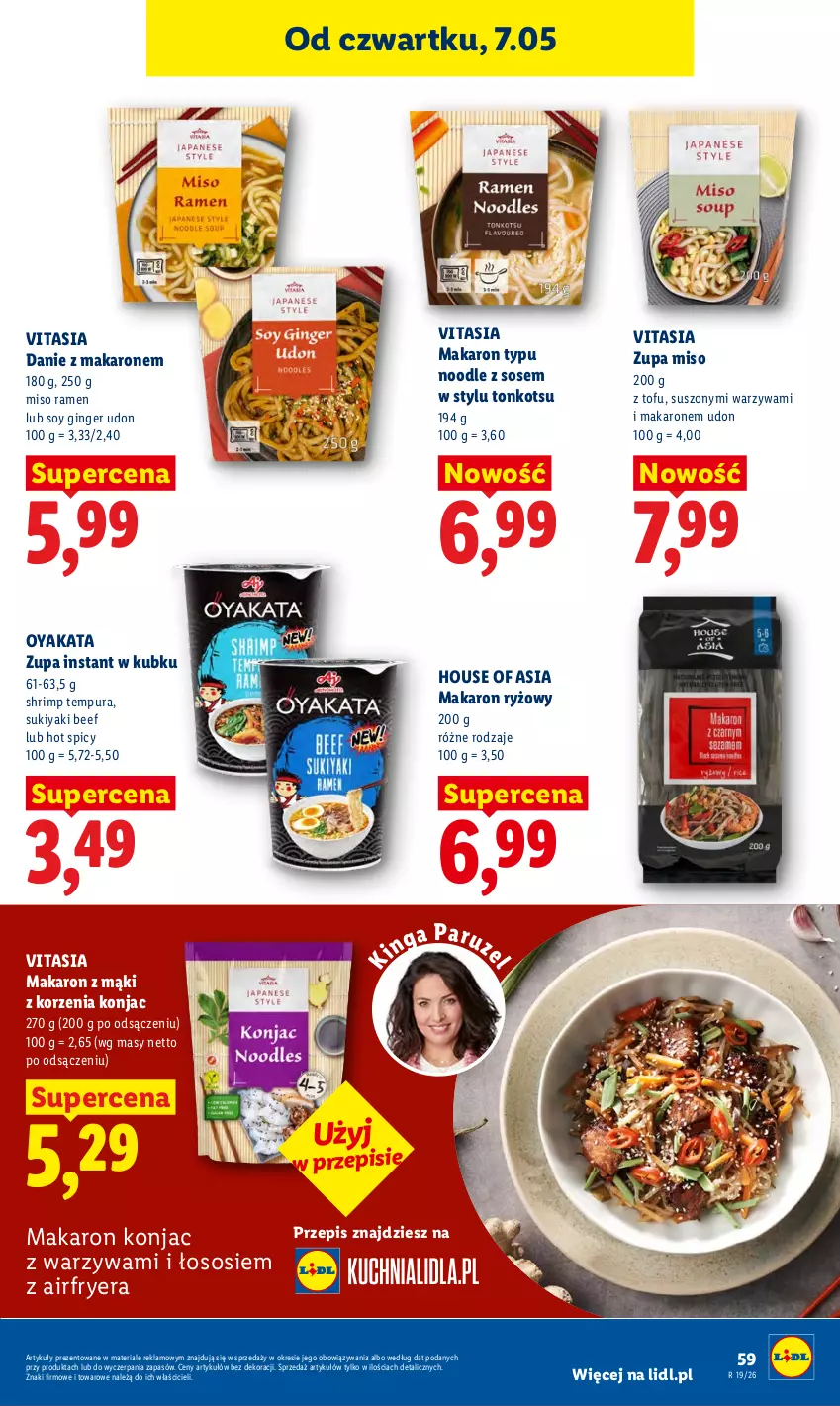 Gazetka promocyjna Lidl - Gazetka ważna od 7.05 do 9.05 - ważna 07.05 do 09.05.2026 - strona 59 - produkty: Gin, House of Asia, Makaron, Makaron ryżowy, Pur, Ryż, Sos, Tofu, Warzywa, Zupa