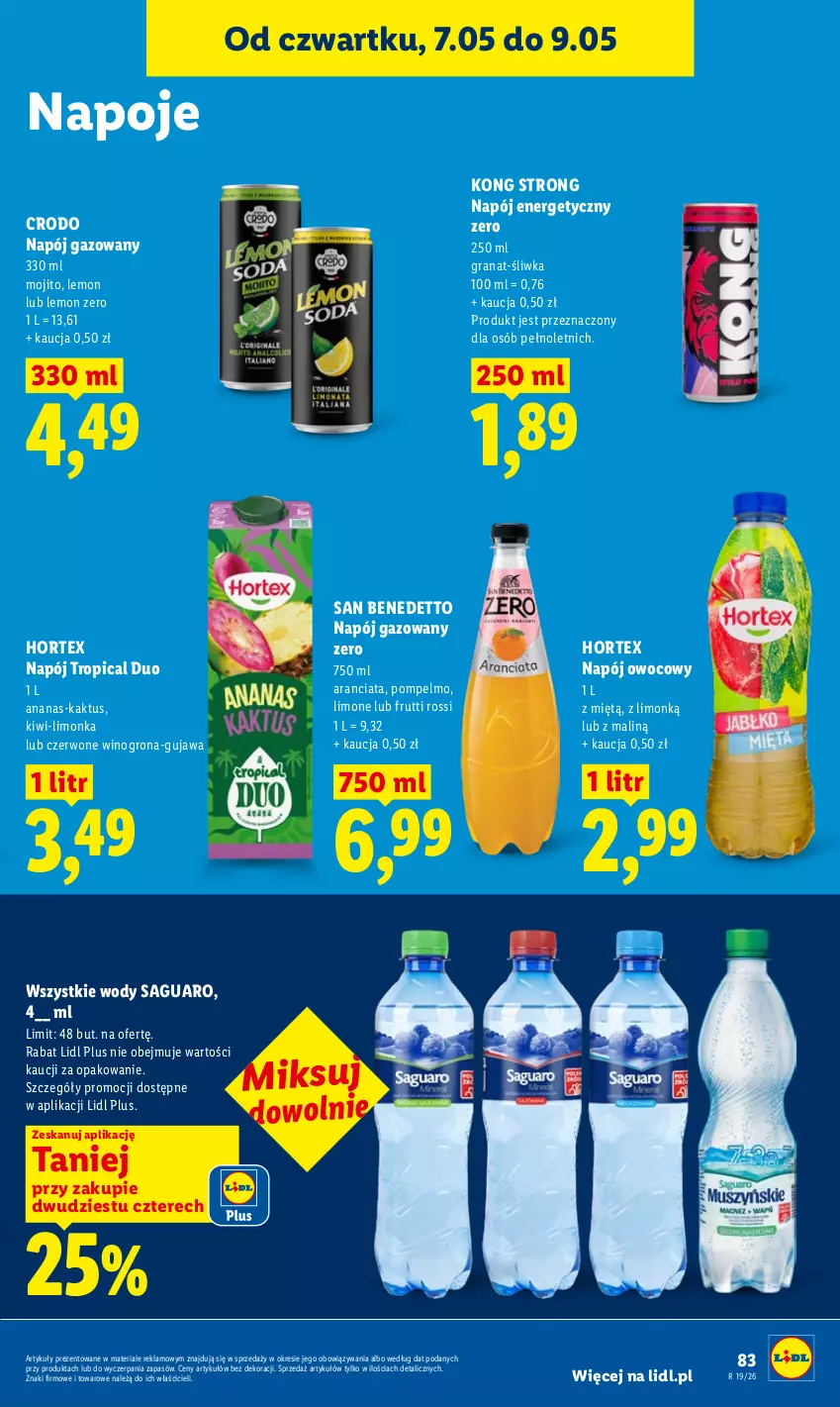 Gazetka promocyjna Lidl - Gazetka ważna od 7.05 do 9.05 - ważna 07.05 do 09.05.2026 - strona 83 - produkty: Ananas, Gra, Granat, Hortex, Kaktus, Kiwi, Limonka, Napój, Napój energetyczny, Napój gazowany, Napoje, Tropical, Wino, Winogrona