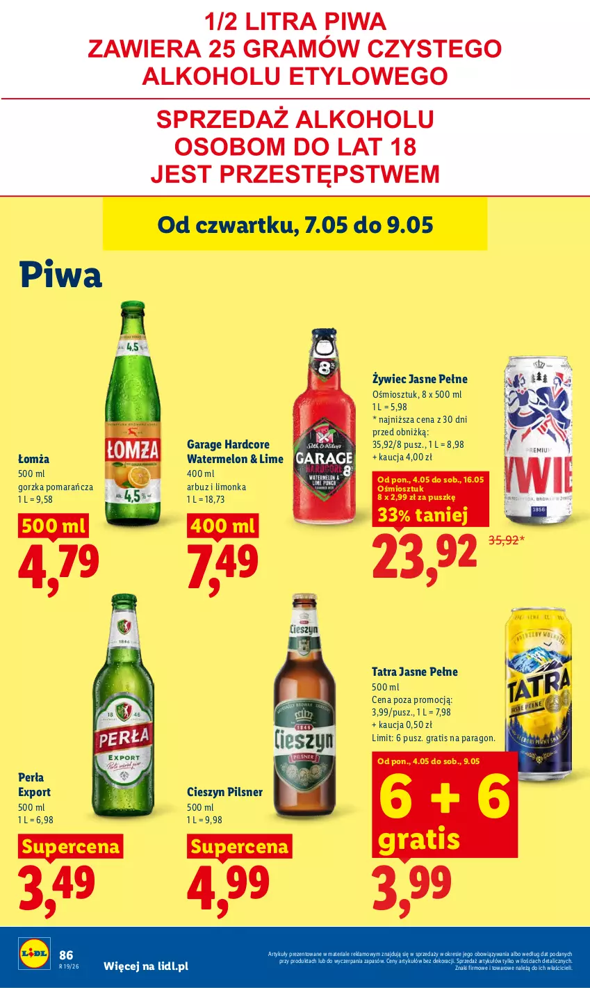 Gazetka promocyjna Lidl - Gazetka ważna od 7.05 do 9.05 - ważna 07.05 do 09.05.2026 - strona 90 - produkty: Arbuz, Gra, Limonka, Melon, Perła, Piwa, Por, Tatra