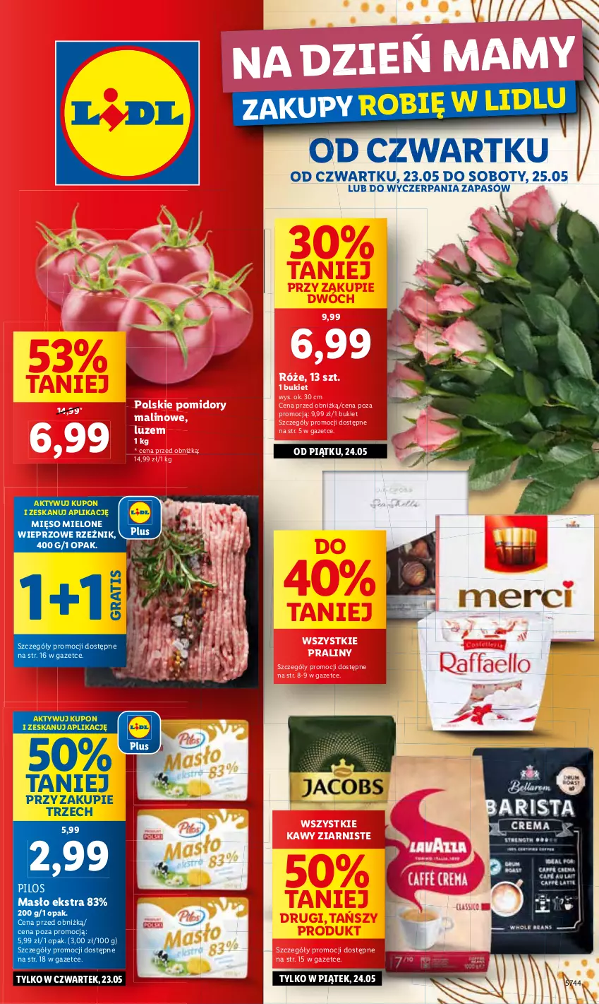 Gazetka promocyjna Lidl - GAZETKA - ważna 23.05 do 25.05.2024 - strona 1 - produkty: Bukiet, Gra, Pilos, Pomidory, Praliny