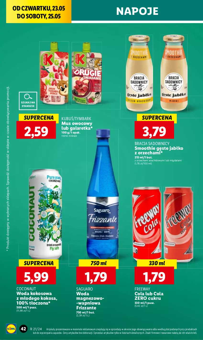 Gazetka promocyjna Lidl - GAZETKA - ważna 23.05 do 25.05.2024 - strona 51 - produkty: Gala, Galaretka, Kokos, Kubuś, Magnez, Mus, Napoje, Smoothie, Tymbark, Woda